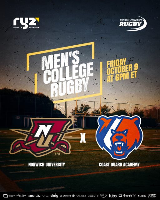Friday night @nationalcollegiaterugby is LIVE NOW on Ryz Sports Network🏉🔥
Two historic programs. Two conference rivals. One Friday night under the lights.
Norwich heads to New London to battle Coast Guard in a featured NCR Division II showdown with positioning in the North Atlantic on the line.
The Cadets are coming off a 17-0 shutout, while the Bears look to defend home turf at Cadet Memorial Field. 👀
⚔️ Norwich at Coast Guard 🐻
🕕 LIVE NOW
📺 LIVE on Ryz Sports Network
Watch LIVE and FREE on Ryz Sports Network! Our channel is available on Amazon Prime (and Live on Linear), Amazon Fire, Sony PS5, DIRECTV, Google TV, Roku, LG Channels, Samsung TV Plus, VIZIO WatchFree+, Fubo or Xumo!
#rugby #ncaarugby #ncr #collegerugby #gameday