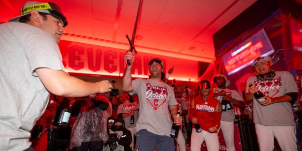 Knight moves: Guardians bring medieval ritual to ALCS