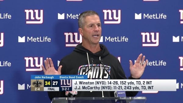 John Harbaugh talks about status of Giants’ QB situation after Week 6 loss against Saints