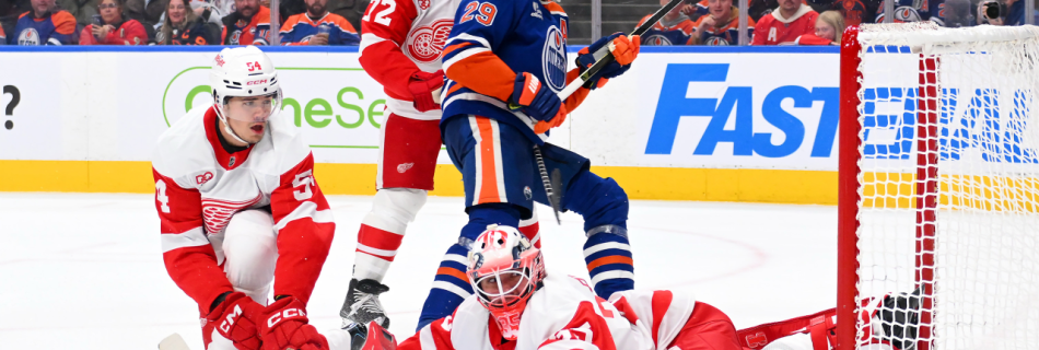 Postava wins first NHL start, Red Wings rally past Oilers in shootout