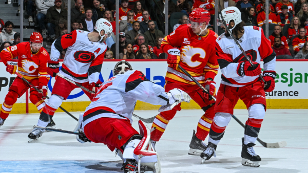 Sharangovich scores late in third period to lift Flames past Hurricanes