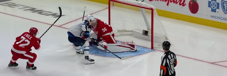 Gibson robs Namestnikov with his pad
