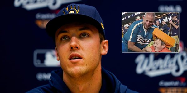 Yes, Misiorowski also teared up watching that viral interview of young fan after NLCS win