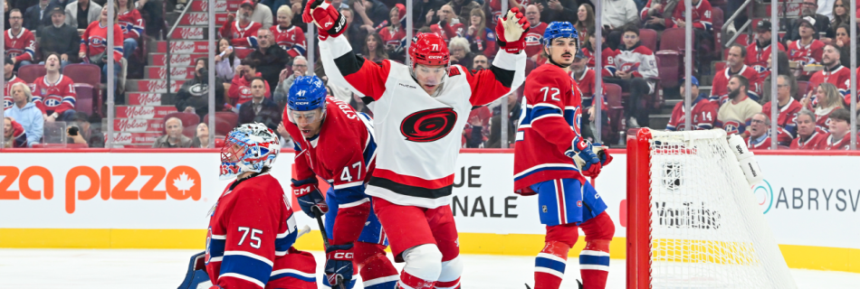 Hall has two goals, Hurricanes score six to hold off Canadiens