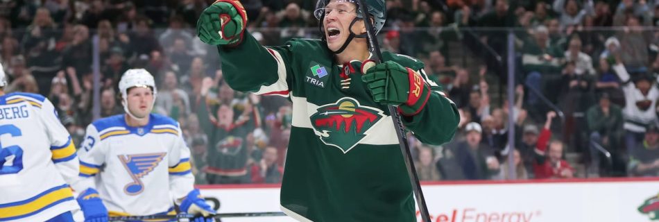 Boldy scores hat trick, Wild hold off late Blues rally